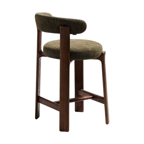 Zelena/u tamnoj prirodnoj boji barska stolica od čvrste jeseni (visine sjedala 65 cm) Granite – Kave Home-image-4