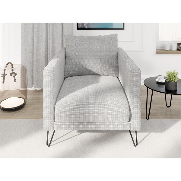 Svijetlo siva fotelja od šenila Freya – Ropez-image-1