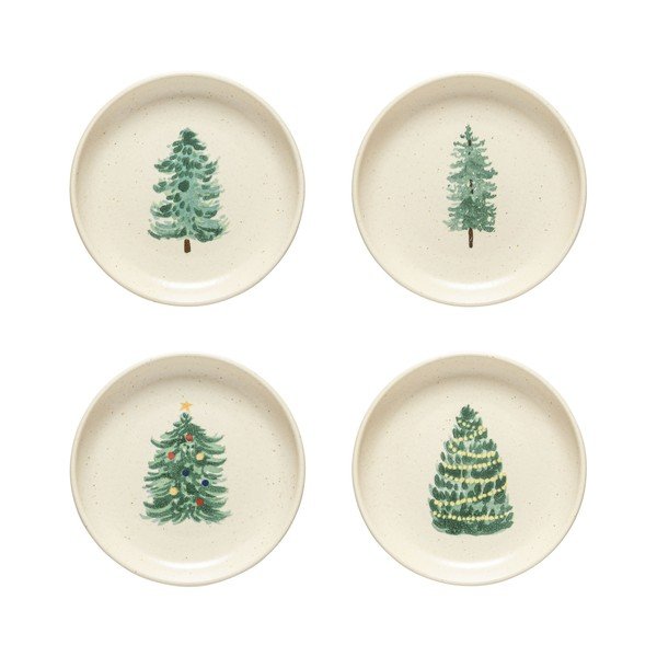Krem desertni tanjuri u setu 4 kom s božićnim motivom od kamenine ø 16 cm Pacifica Christmas Tree – Casafina