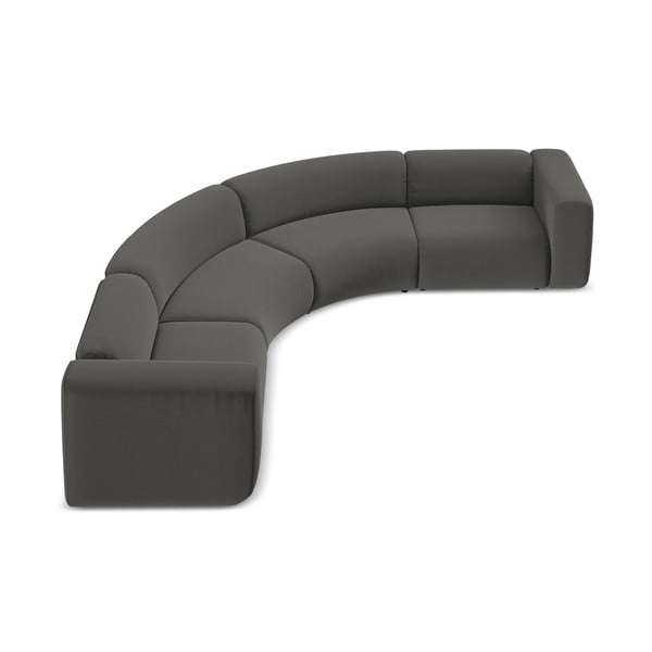 Siva baršunasti kutna garnitura Ekahi – Makamii-image-3