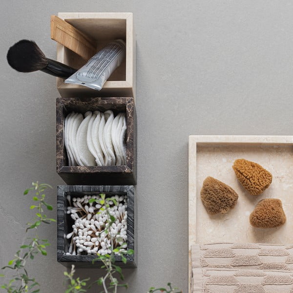 Tamno smeđi mramoran kupaonski organizator za pamučne vatice Marble – Mette Ditmer Denmark-image-3