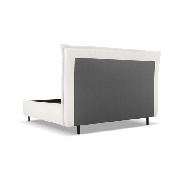 Bijeli tapecirani bračni krevet s prostorom za pohranu s podnicom 160x200 cm Armie – Milo Casa-image-3