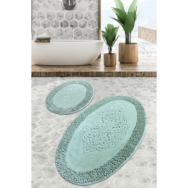 Svijetlo zeleni kupaonski otirači u setu od 2 komada 100x60 cm Piante - Foutastic-image-3