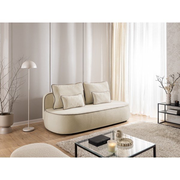 Bež/smeđe-siva baršunasti sklopiva/s prostorom za odlaganje sofa 210 cm Saga – Ropez-image-1