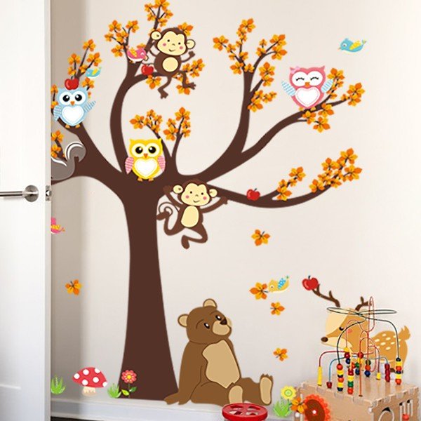 Zidne naljepnice Ambiance Tree with Animals-image-1