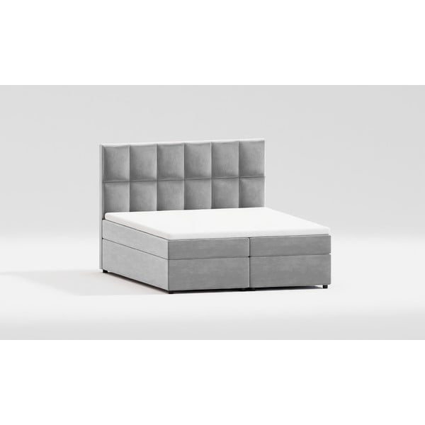 Sivi tapecirani bračni krevet s prostorom za pohranu 140x200 cm Flip – Ropez