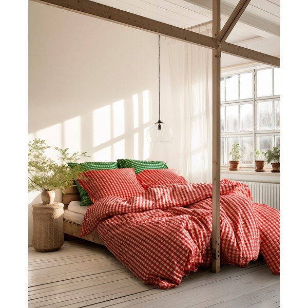 Crvena/žuta  posteljina za bračni krevet/za produženi krevet od krepa 200x220 cm Bæk&Bølge – JUNA-image-1