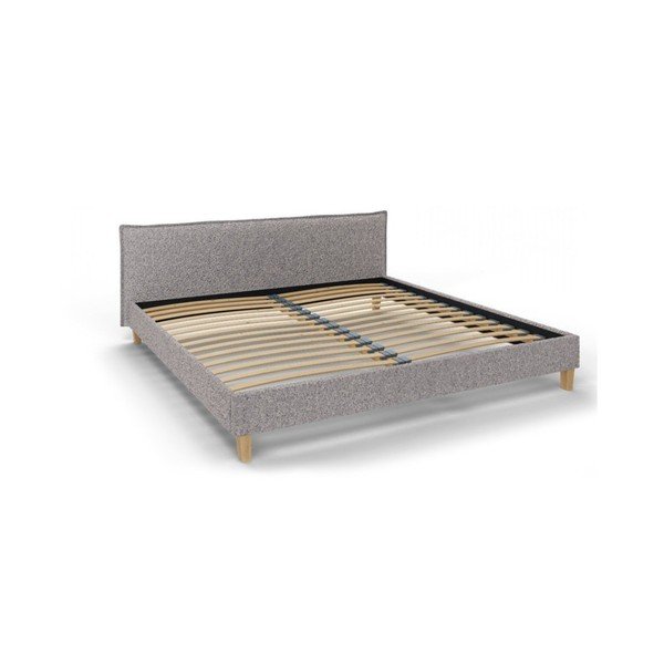 Sivi tapecirani bračni krevet s podnicom 200x200 cm Tina - Ropez