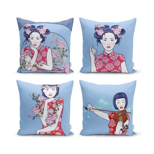 Set od 4 ukrasne jastučnice Minimalist Cushion Covers Eastern Culture, 45 x 45 cm