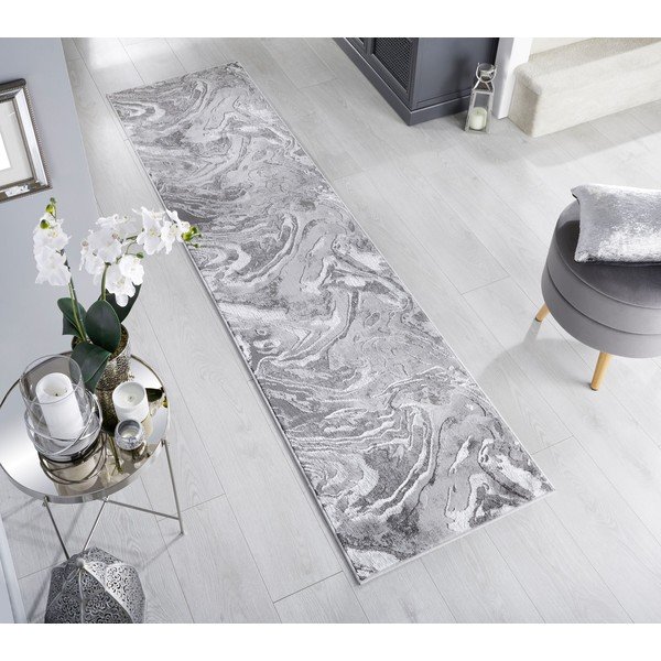 Siva/u srebrnoj boji staza 60x230 cm Marbled – Flair Rugs-image-1
