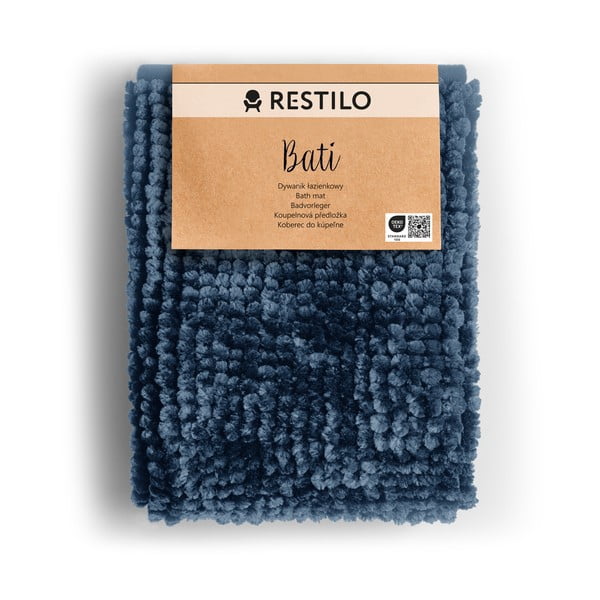 Tamnoplava prostirka za kupaonicu AmeliaHome Bati, 50 x 70 cm
