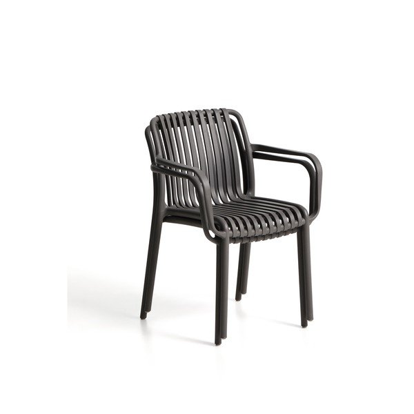 Tamno siva plastična vrtna stolica Isabellini – Kave Home-image-3