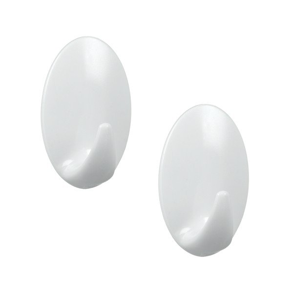Set od 2 bijele plastične samoljepljive kukice Metaltex Greg-image-1