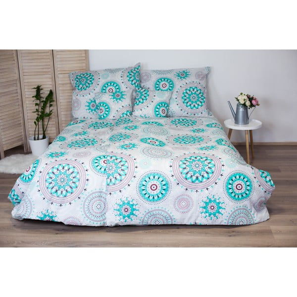 Pamučna posteljina s tirkiznim ukrasima Cotton House Mandala, 140 x 200 cm-image-1