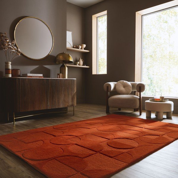Ručno rađen vunen tepih boje terakote 120x170 cm Gigi – Flair Rugs-image-1