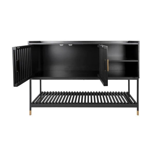 Crna komoda od borovine Leitmotiv Marve, 120 x 80 cm-image-3