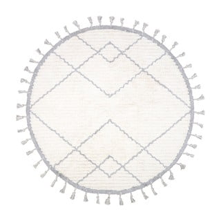 Bijelo-sivi pamučni ručno izrađeni tepih Nattiot Come, ø 120 cm
