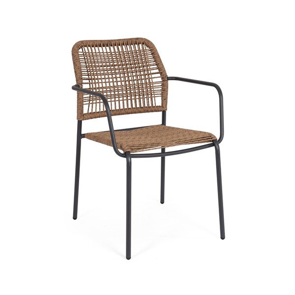 Tamno siva/u prirodnoj boji metalna vrtna stolica Jable – Bizzotto