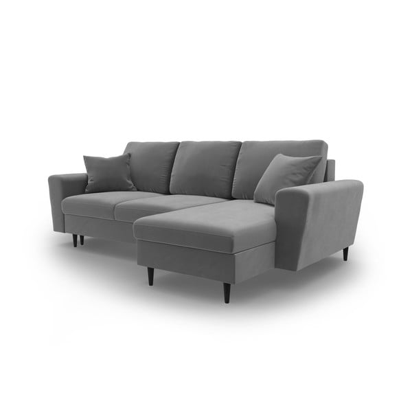 Svijetlo siva baršunasti sklopiva/s prostorom za odlaganje kutna garnitura Kyoto – Cosmopolitan Design-image-4