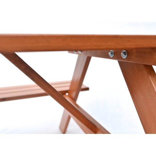 Tamno smeđi vrtni blagovaonski set od masivnog drveta za 4 osobe Piknic – Rojaplast-image-3