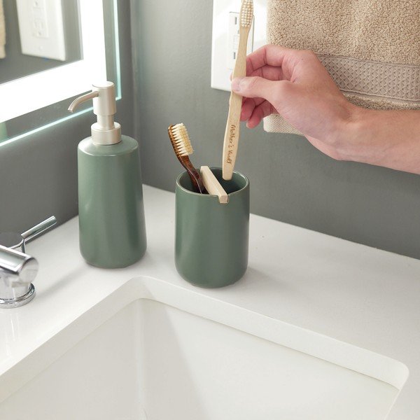 Zeleni keramički dozator za sapun iDesign Eco Vanity-image-1