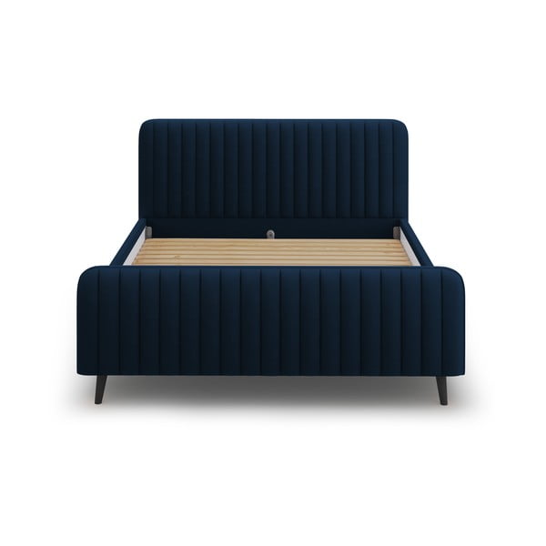 Tamnoplavi tapecirani bračni krevet s podnicom 180x200 cm Lily - Micadoni Home-image-2