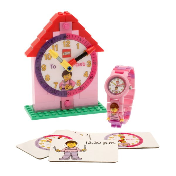 Ružičasti sat i LEGO® Time Teacher komplet za učenje