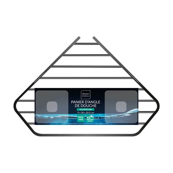 Mat crna kupaonska polica aluminijska s postavljanjem bez bušenja/kutna Filaire Aluminium – douceur d'intérieur-image-2