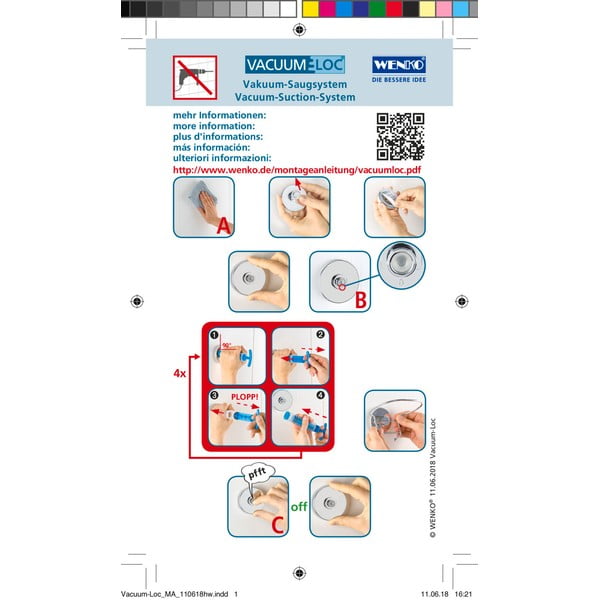 Plastične samoljepljive kuke u setu 2 kom u sjajno srebrnoj boji Genova – Wenko-image-4