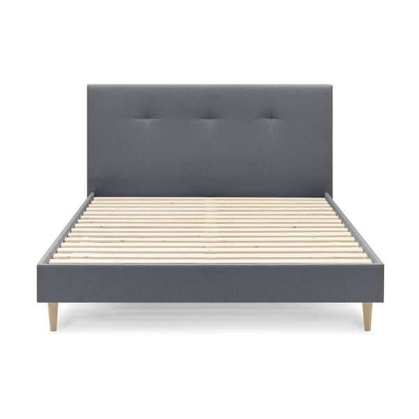 Tamno sivi tapecirani bračni krevet s podnicom 180x200 cm Tory - Bobochic Paris-image-1