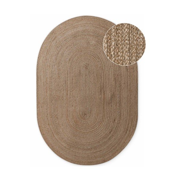 Obostrani/ručno rađen juten tepih u tamnoj prirodnoj boji 160x230 cm Braided – Hanse Home