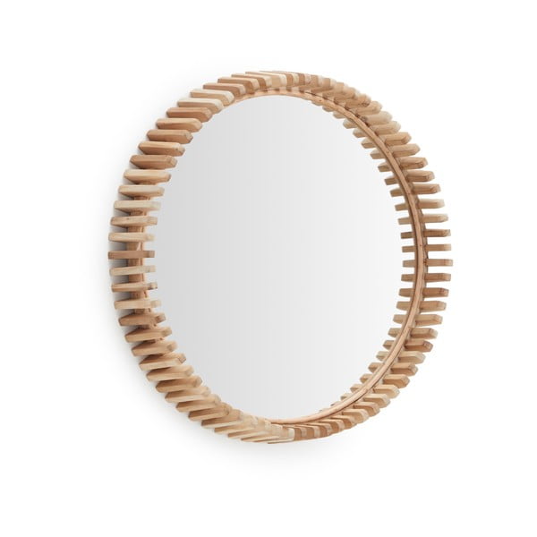 Zidno ogledalo s okvirom od masivnog drveta ø 60 cm Polke – Kave Home