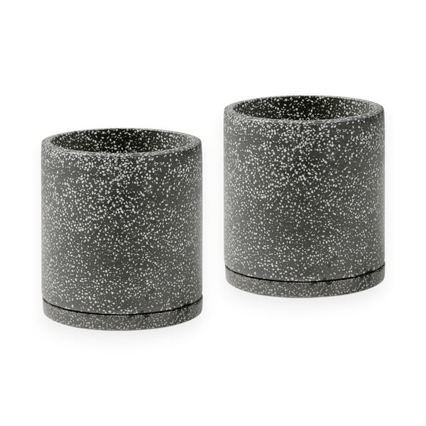 Set od 2 tamno sive tegle za cvijeće Bonami Selection Terrazzo, ø 26 cm