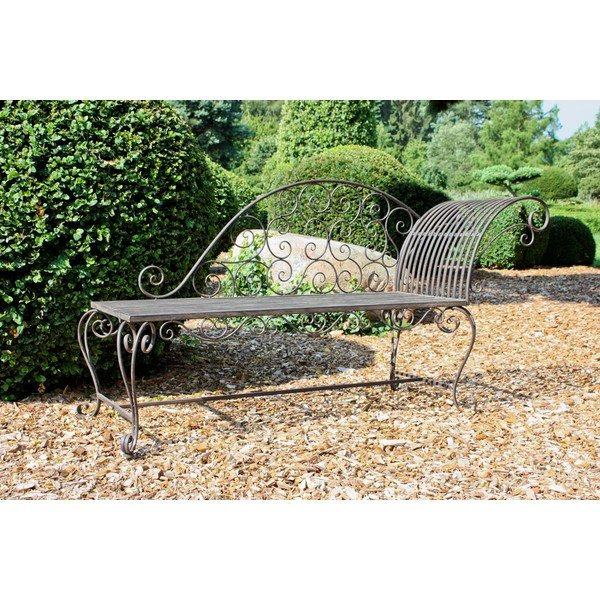 Crna/tamno smeđa metalna vrtna klupa Lamington – Garden Pleasure-image-2