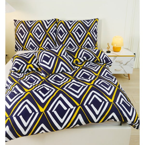 Tamno plava 6-dijelna posteljina za krevet za jednu osobu od mikrosatena 140x200 cm Dylan – My House-image-3