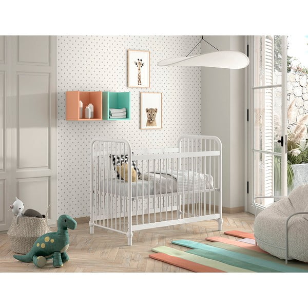 Bijeli metalni dječji krevet 60x120 cm BRONXX – Vipack-image-1