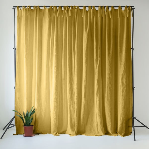 Žuta  lanena zavjesa 140x170 cm Lemon Curry – Linen Tales