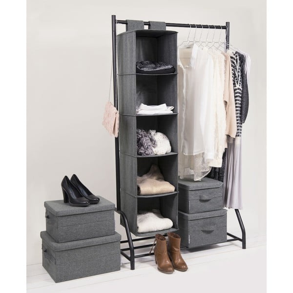 Siva tekstilna kutija za pohranu s poklopcem 35x26x19 cm Soft Storage – Bigso-image-2