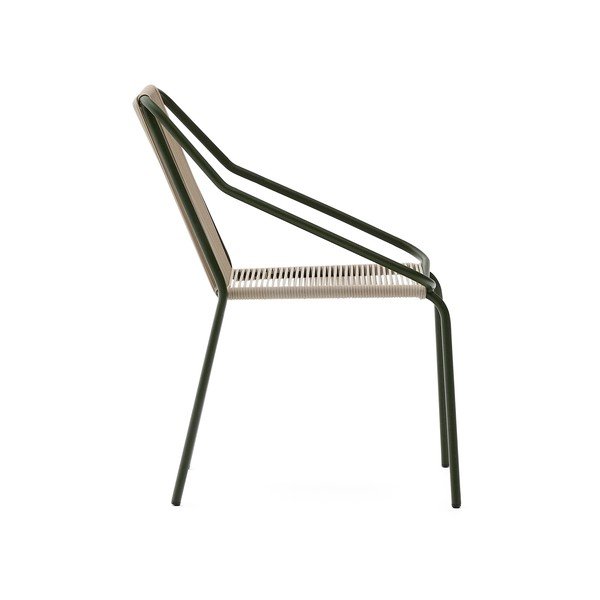 Tamno zelena/bež metalna vrtna stolica Zivia – Kave Home-image-3