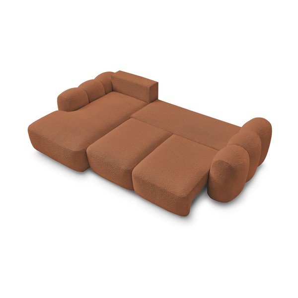 Narančasta sklopiva/s prostorom za odlaganje kutna garnitura od bouclé tkanine (s lijevim kutom/s ležaljkom) Montaigne – Bobochic Paris-image-3