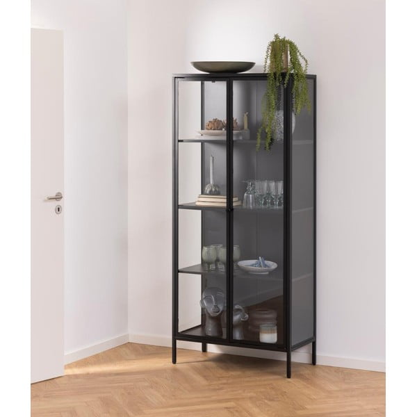 Crna metalna vitrina 80x180 cm Newcastle - Actona-image-1