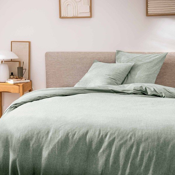 Zelena 3-dijelna pamučna posteljina za bračni krevet/za produženi krevet 240x220 cm Meline – douceur d'intérieur-image-1