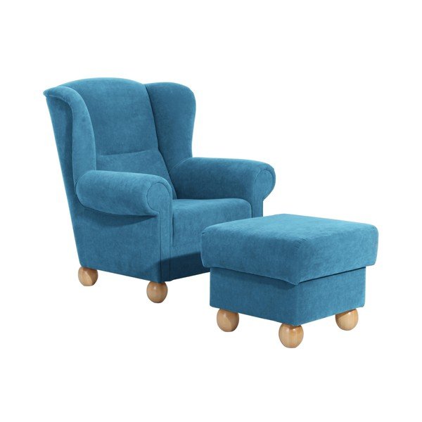 Plavi stolac za noge Max Winzer Monarch Velur-image-1