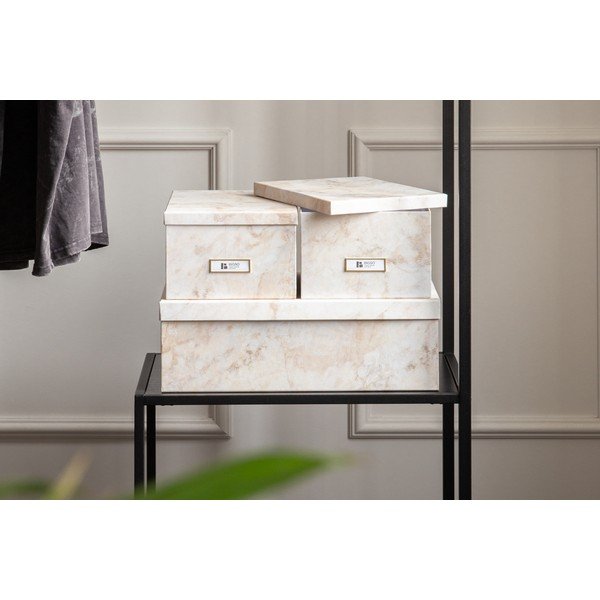 Bež kartonske kutije za pohranu u setu  3 kom s poklopcem 31x47x15,5 cm Inge Paper Laminate – Bigso-image-1