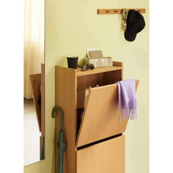 Zidna vješalica u dekoru hrasta u prirodnoj boji 60 cm Cosplay – Hübsch-image-1