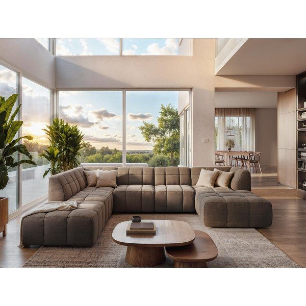 Zelena kutna garnitura od bouclé tkanine (u obliku slova "U") Aloha – Makamii-image-1