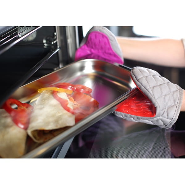 Crveno-siva pamučna rukavica s Vialli Design Hot Touch silikonom-image-2