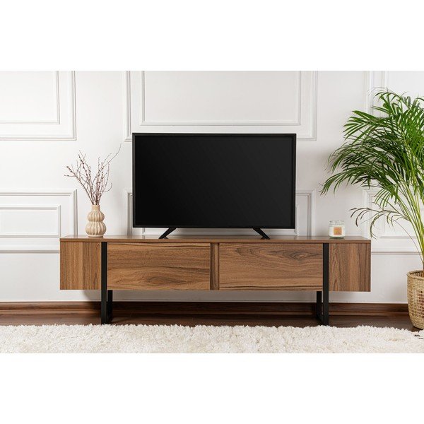TV komoda u dekoru oraha u tamnoj prirodnoj boji 180x50x29,5 cm Serenity – Kalune Design-image-1
