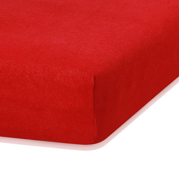 Crvena elastična plahta s visokim udjelom pamuka AmeliaHome Ruby, 120/140 x 200 cm