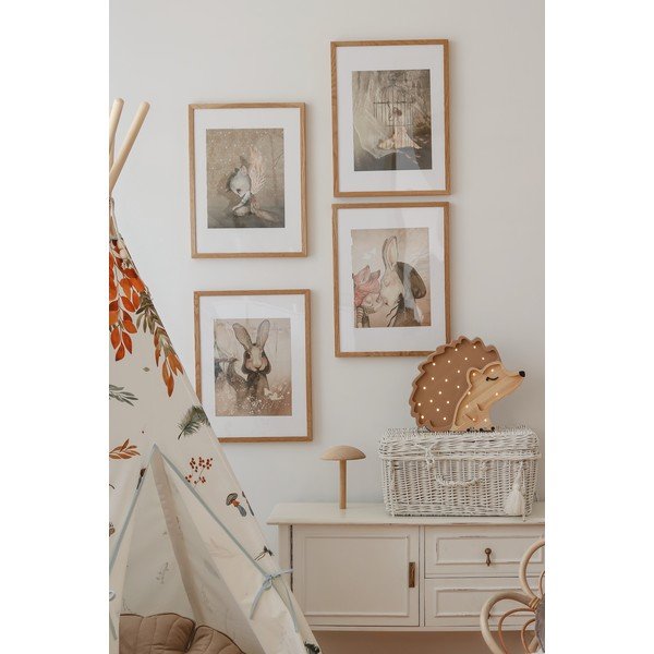 Smeđa stolna lampa od borovine Little Lights Hedgehog, dužina 30 cm-image-4